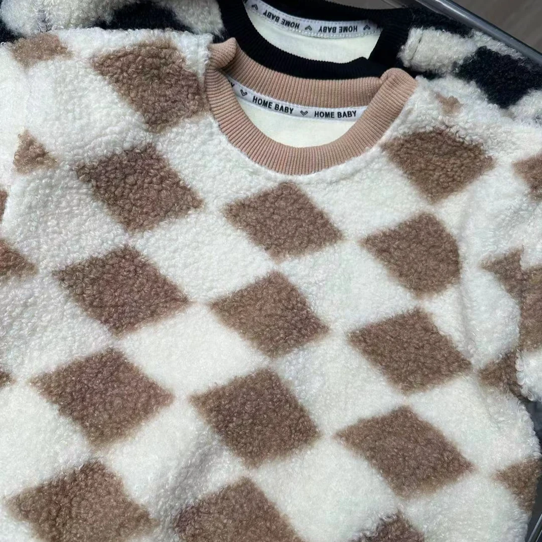 男女童韩版菱形格卫衣百搭上衣潮【80-150】