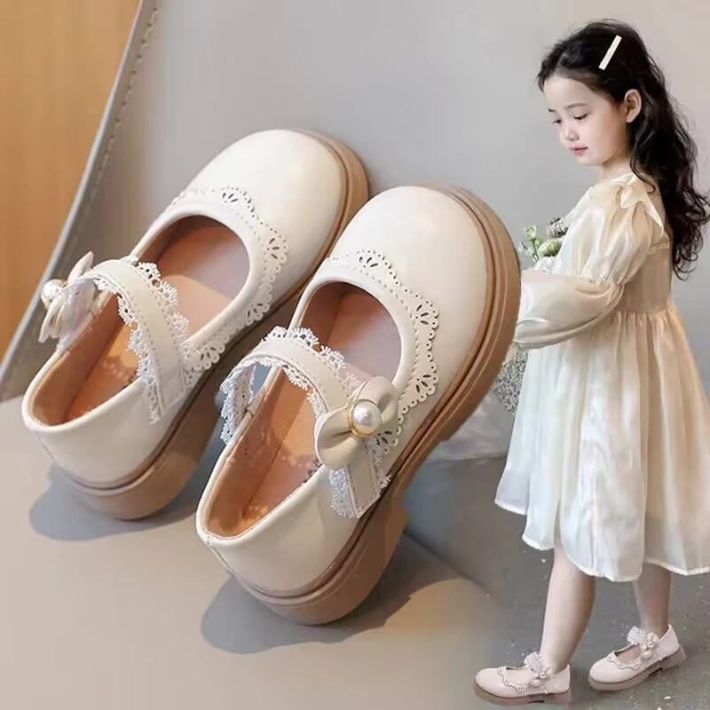 ABC 女童小皮鞋2025春秋款小女孩洋气公主鞋黑色单鞋软底玛丽珍鞋