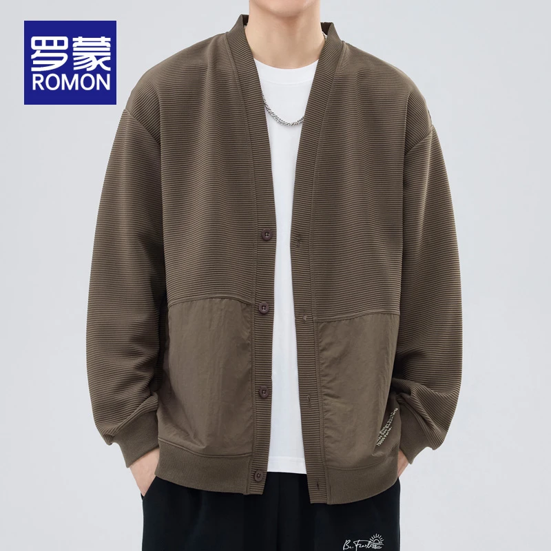 罗蒙秋季开衫卫衣新款2025炸街潮男装时尚宽松百搭休闲长袖上衣男