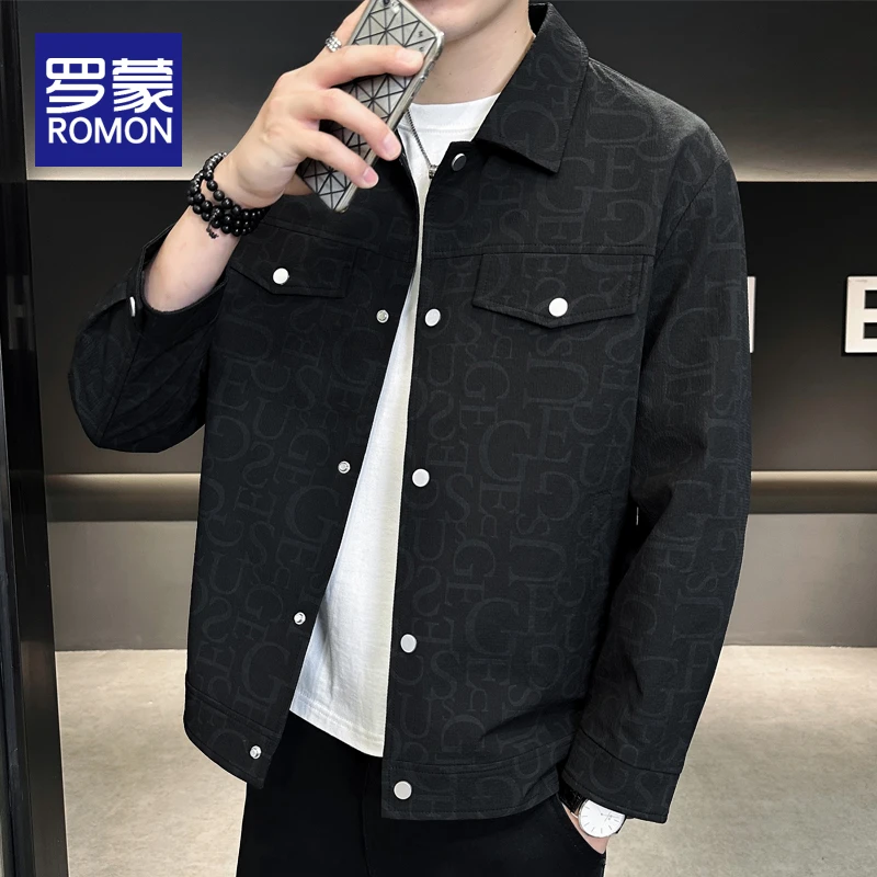 罗蒙秋冬休闲外套男士爆款2025秋季新款潮流美式翻领加棉夹克男款