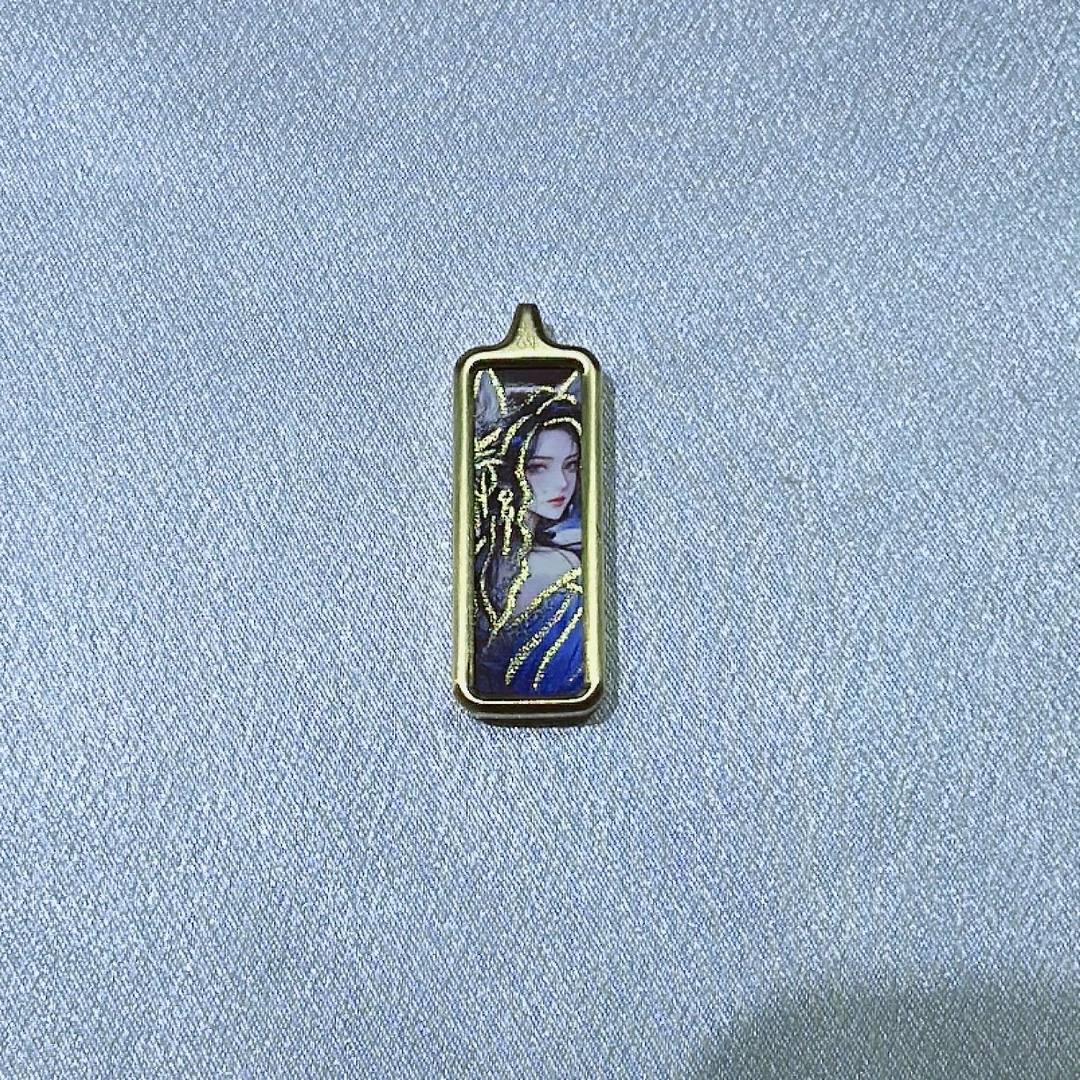 钛钢吊坠 【金条紫狐】五台山九尾狐唐卡狐仙娘娘手工九尾狐迷你