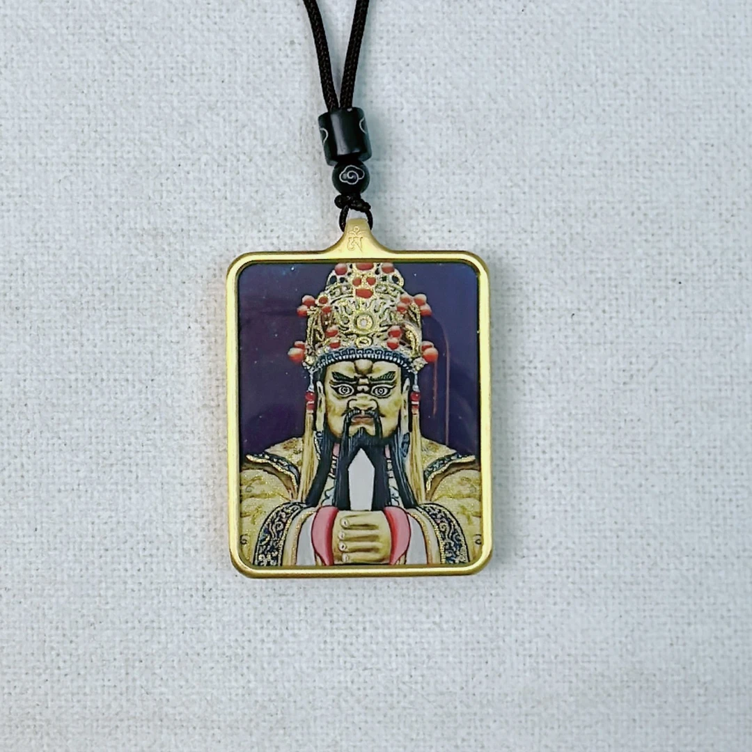 钛钢吊坠 小羽严选手绘描金五爷复古手工唐卡吊坠精美中古项坠