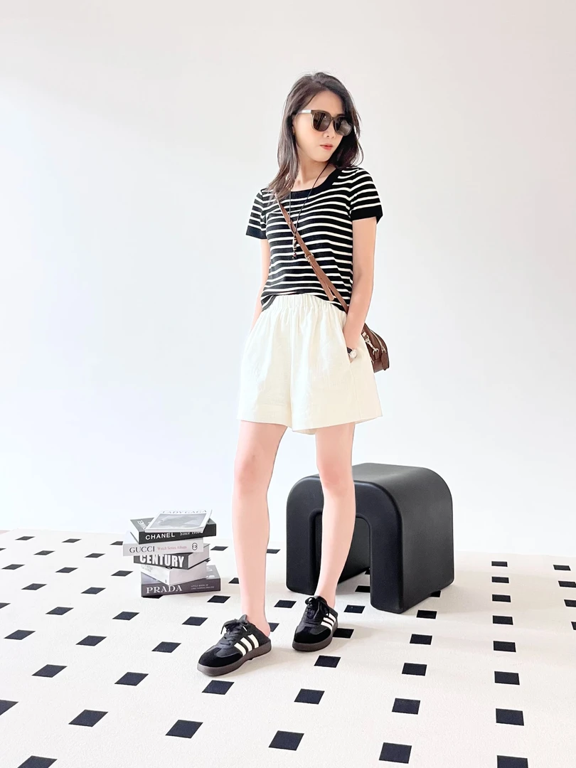 苎麻阔腿夏款短裤女松紧腰显瘦简约宽松百搭短裤SY0527