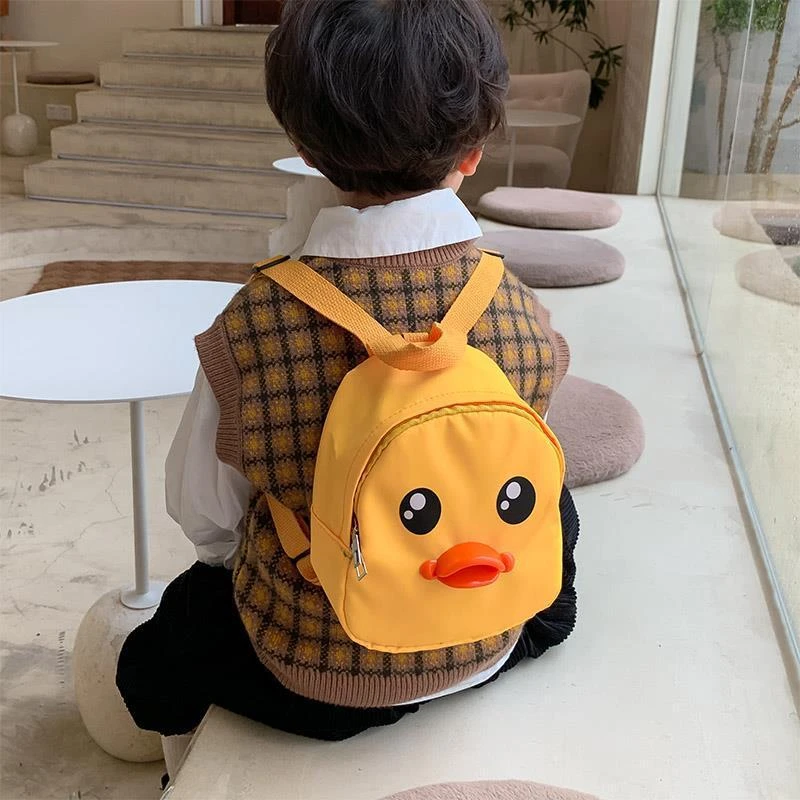 儿童书包时尚洋气幼儿园立体大黄鸭子帆布双肩包小黄鸭儿童包韩版