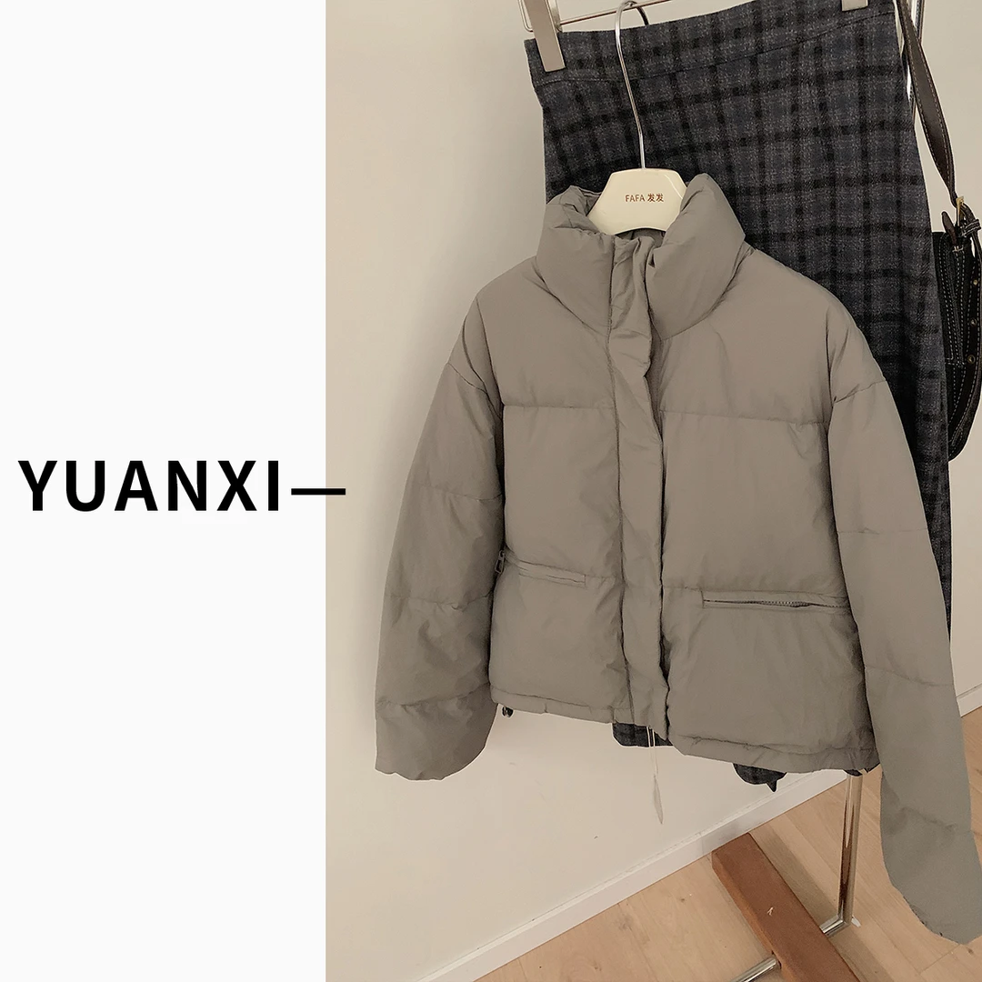 【YUAN.XI】高级感深灰色立领外套女冬季新款F194