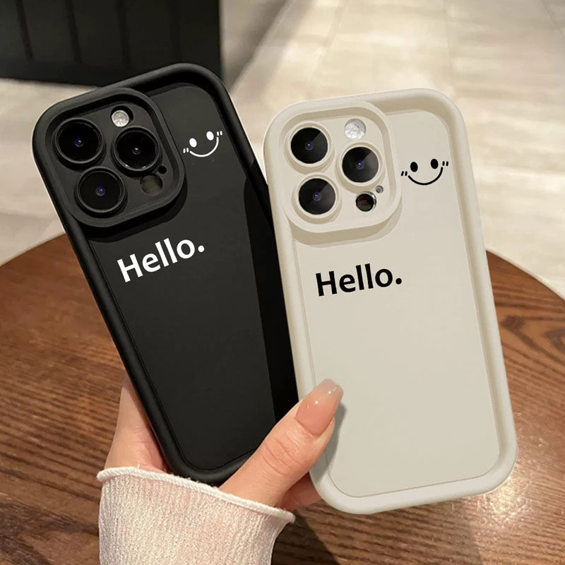 笑脸英文适用苹果/华为/OPPO/VIVO/小米荣耀手机壳新款全包软壳