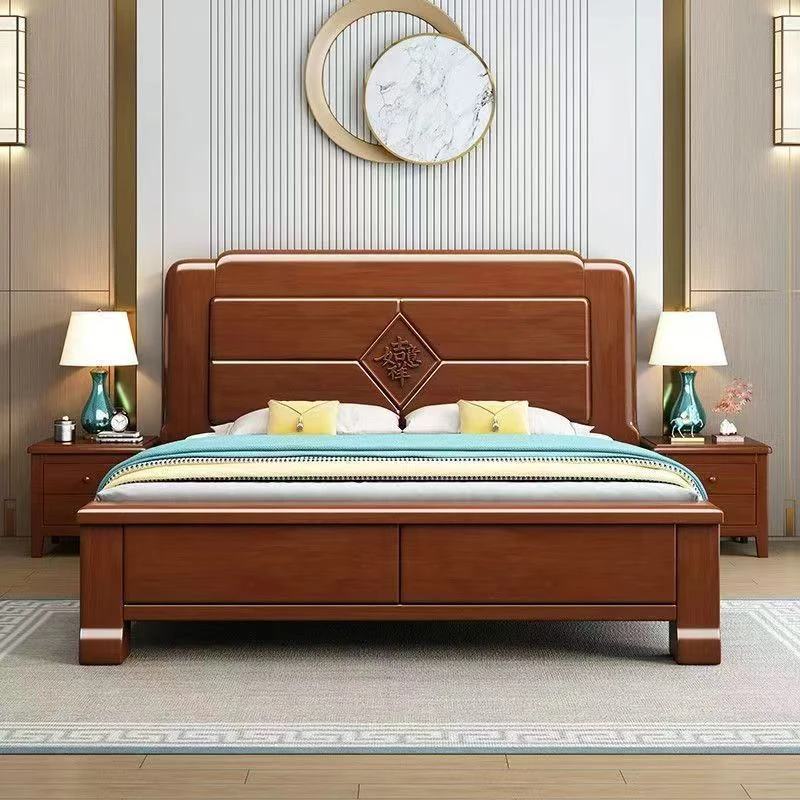 加厚实木床1.8米和1.5米双人成套大床经济型家用大床