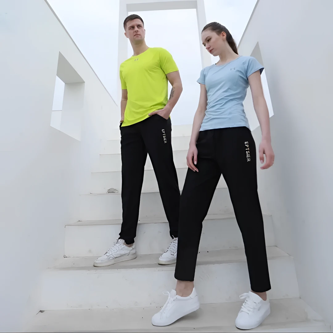 夏季薄款女款时尚休闲显瘦运动长裤舒适健身情侣裤户外透气弹力