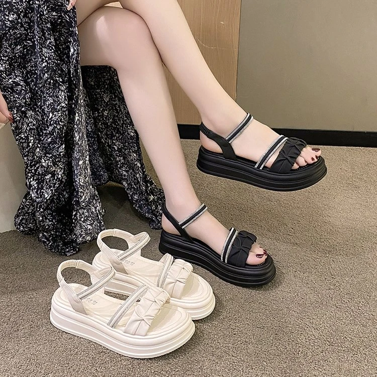 2025年夏季新款韩版ins风平底厚底外穿百搭松糕凉鞋女B8288