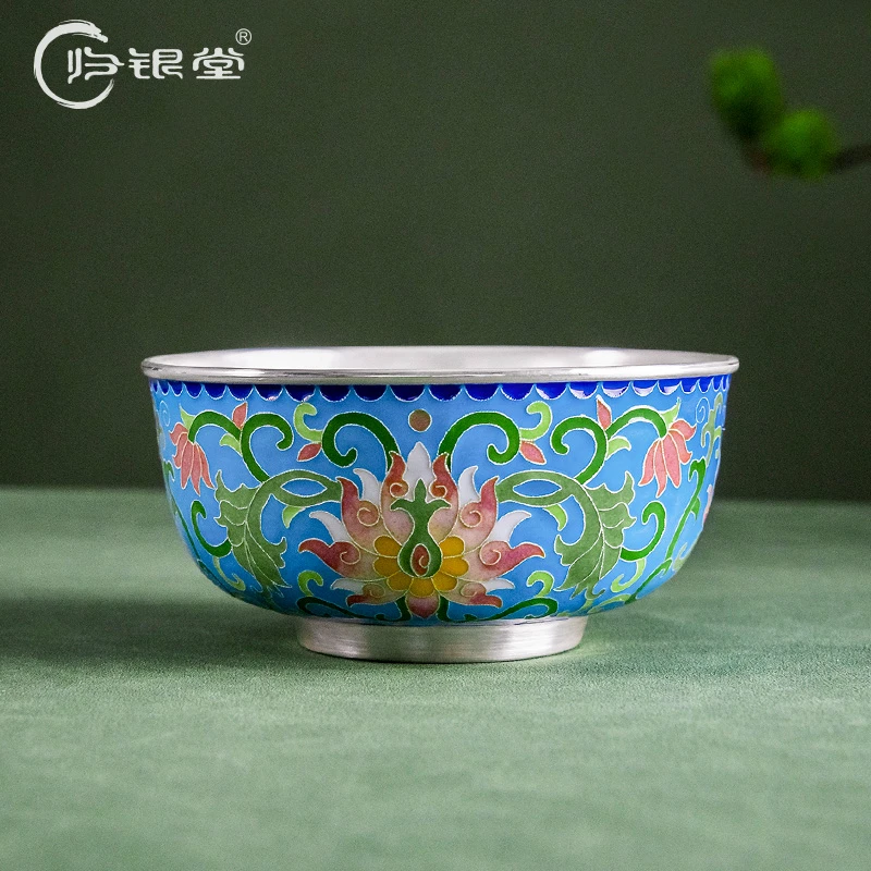 归银堂 足银银制品 足银景泰蓝银碗掐丝珐琅银胎GS-FYFW230301