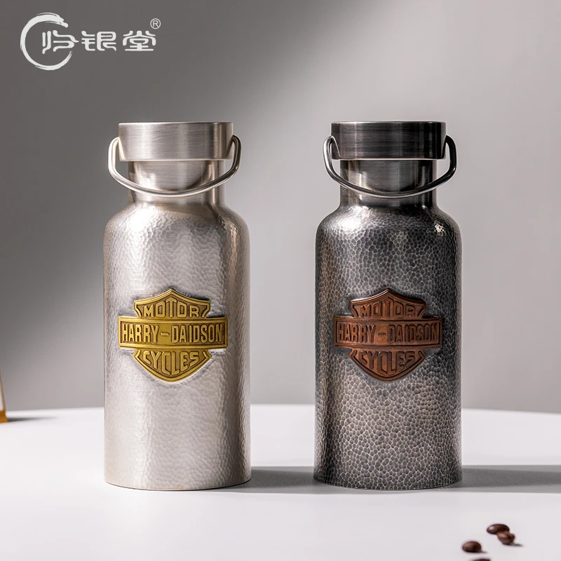 归银堂 足银银制品 户外便携哈雷运动水壶水杯GS-HYSH230501