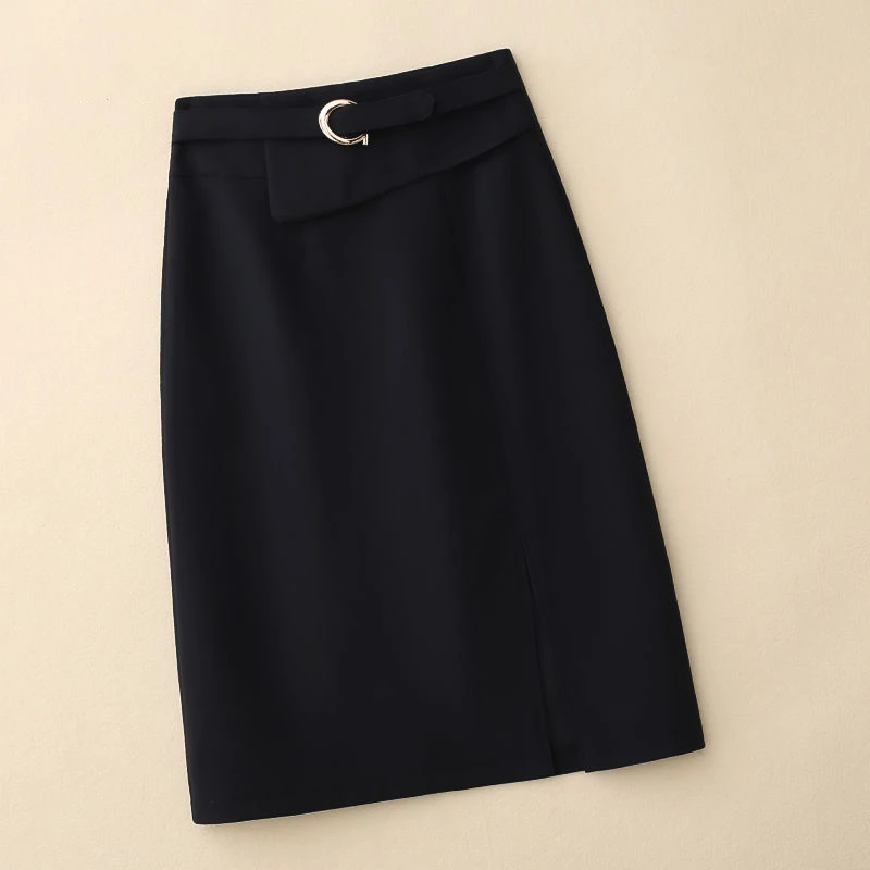 西装半身裙女2025春夏新款中长款百搭时尚职业高腰开叉包臀一步裙