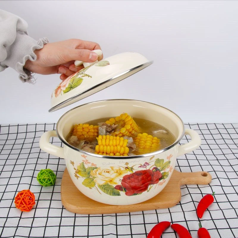 家用煮粥煮汤火锅搪瓷煲汤锅加厚双耳锅电磁炉煤气灶电陶炉通用锅