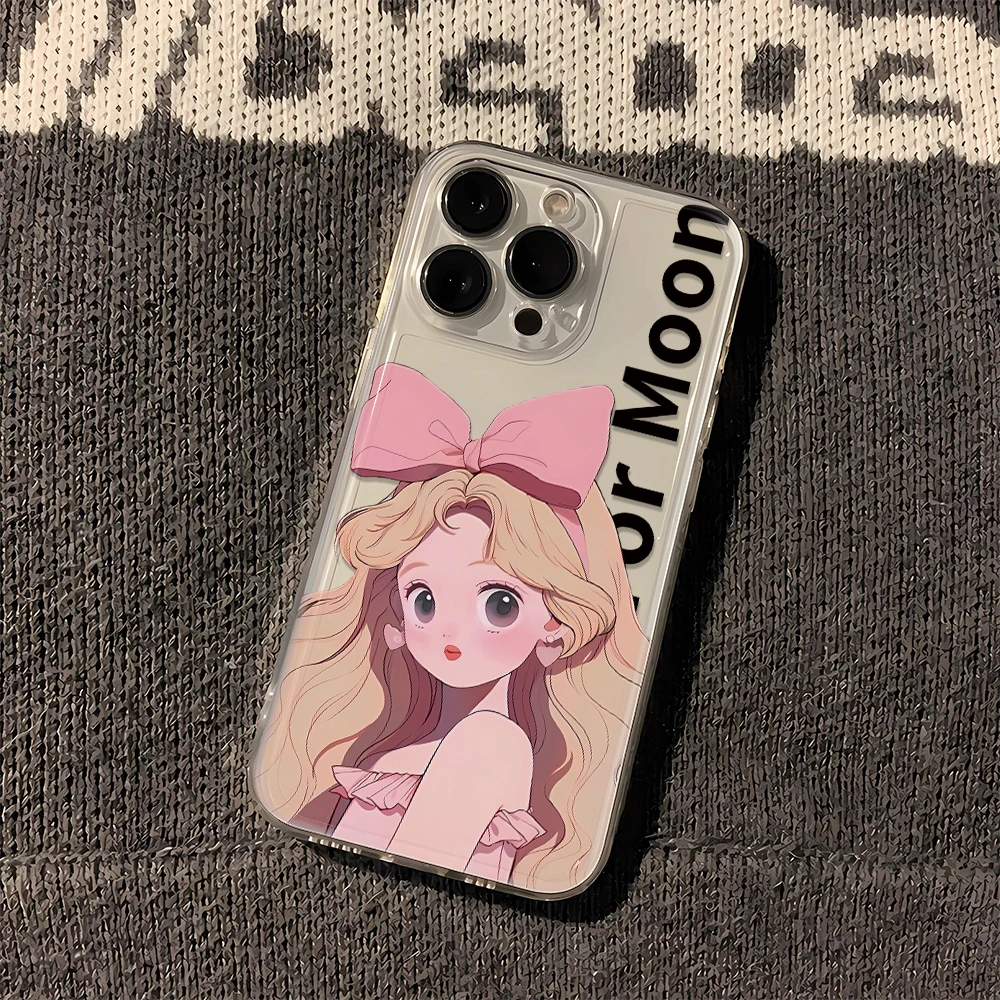 粉蝴蝶结女孩苹果小米oppo三星vivo华为适用iPhone15手机壳透明