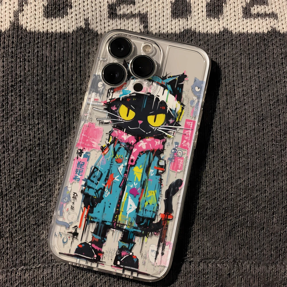 油画猫苹果小米oppo三星vivo华为适用iPhone15手机壳全包透明