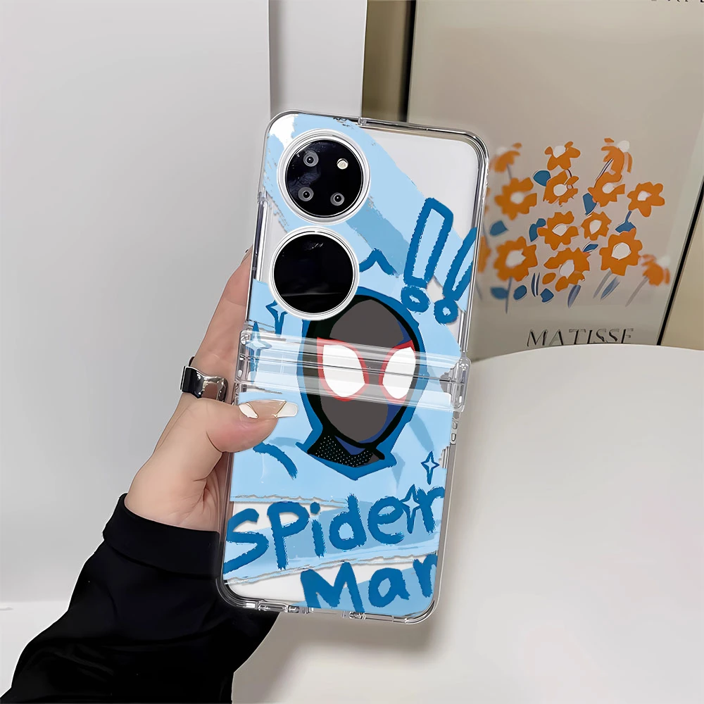 涂鸦蓝色蜘蛛侠华为P50Pocket手机壳防摔摩托罗拉40Ultra折叠透明