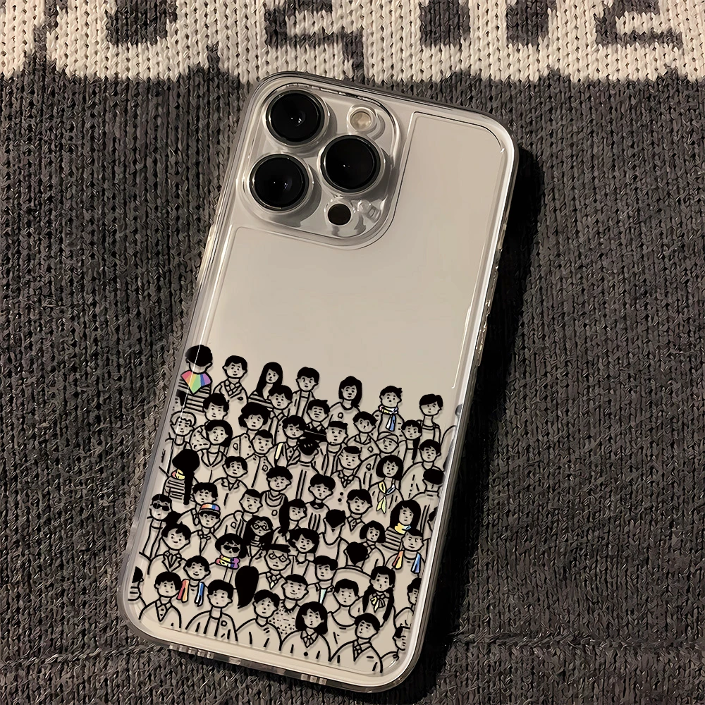 人群苹果小米oppo三星vivo华为一加iPhone15手机壳全包
