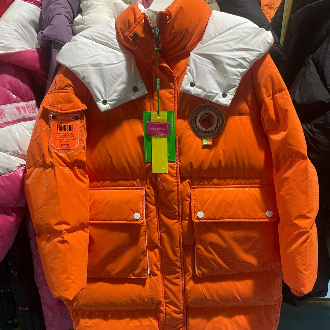 090芳奢爱马橙冬季鹅绒服加厚中长款