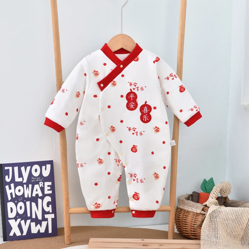 【80克薄棉蝴蝶衣】新生儿夹棉薄秋冬季加厚连体衣卡通小可爱蝴蝶衣