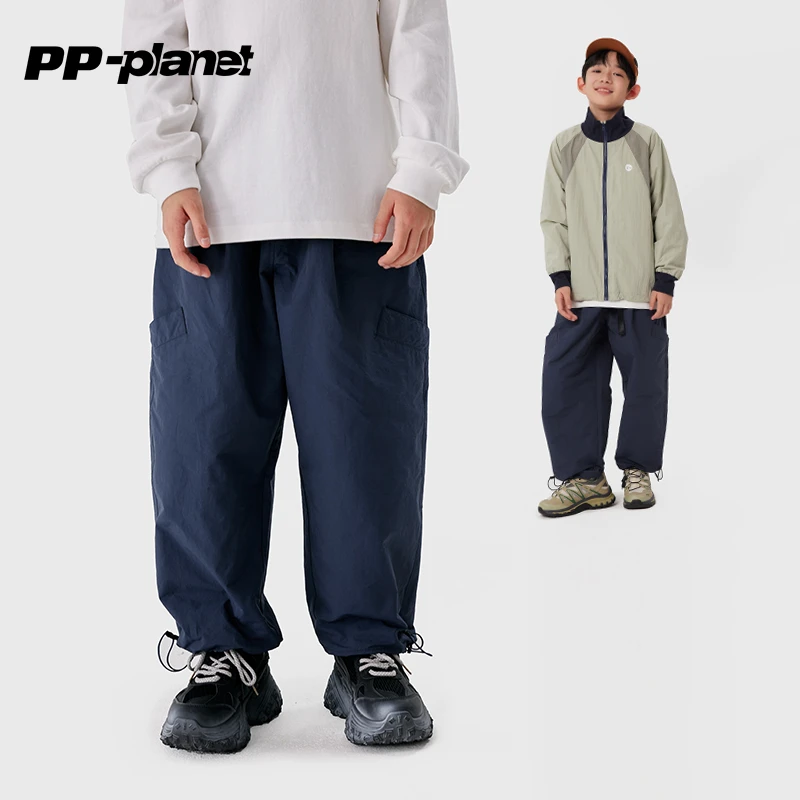 PP星球儿童洋气休闲裤春秋款中大童百搭口袋工装裤男童长裤子