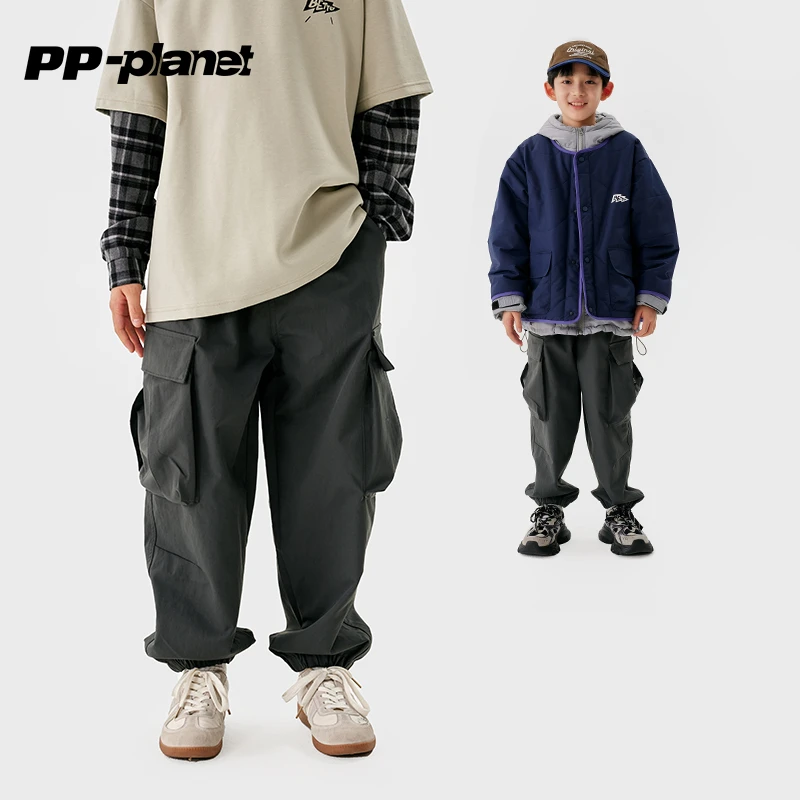 PP星球男童宽松工装休闲裤春秋新款百搭中大童束脚裤儿童长裤