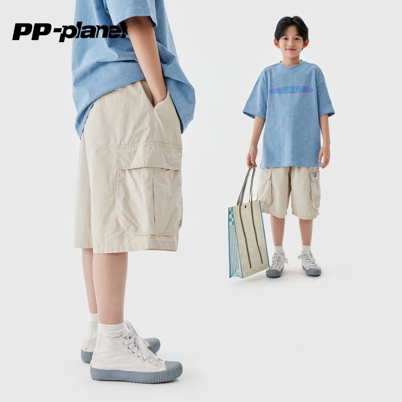 PP星球男童工装短裤大童夏季新款儿童休闲裤男孩五分裤中裤潮
