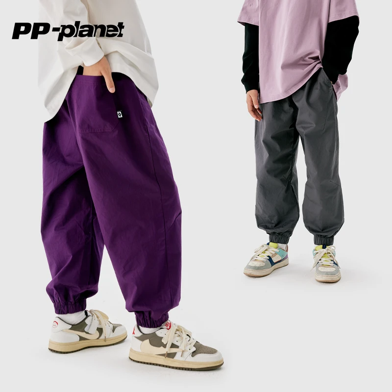 PP星球原创童装男女童工装长裤春秋新款儿童休闲时髦束脚运动裤子