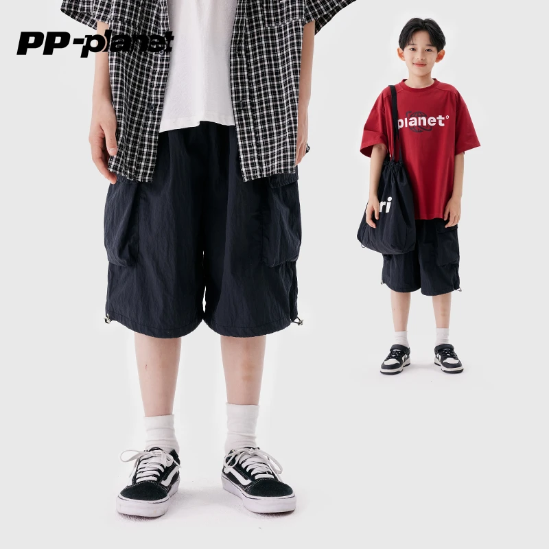 PP星球夏季轻盈透气宽松中裤儿童休闲裤中大童运动百搭5分裤