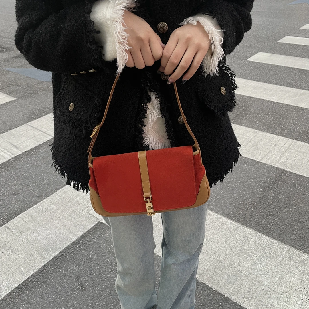 90新 GUCCI/古驰 Jackie橙色单肩包