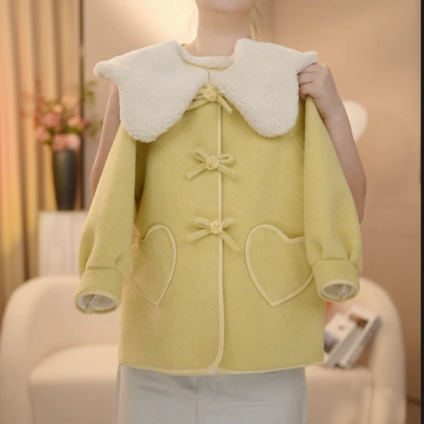 女童毛呢外套秋冬装新款儿童加厚上衣韩版女孩中长款呢大衣洋气