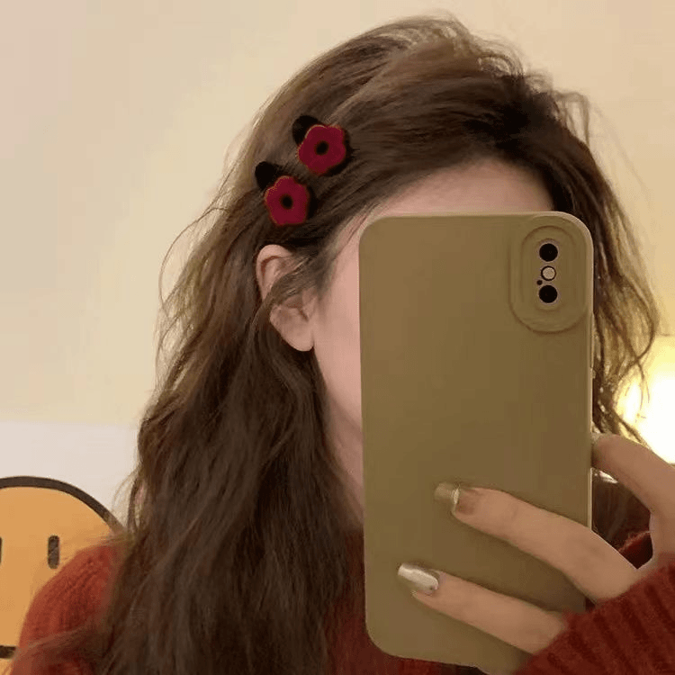 可爱植绒花朵发夹少女心侧边刘海夹子公主头前额边夹发卡发饰头饰