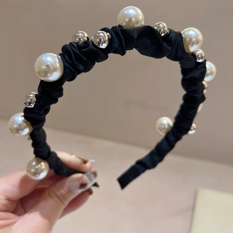 新款韩版布艺黑白小香风复古发箍女法式气质高级感百搭压发箍成人