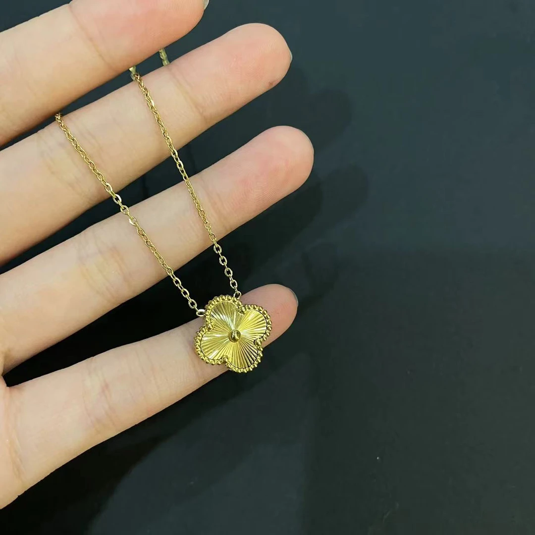 钛钢项链 超高版 镭射设计四叶花高级感时尚项链 AX-9710