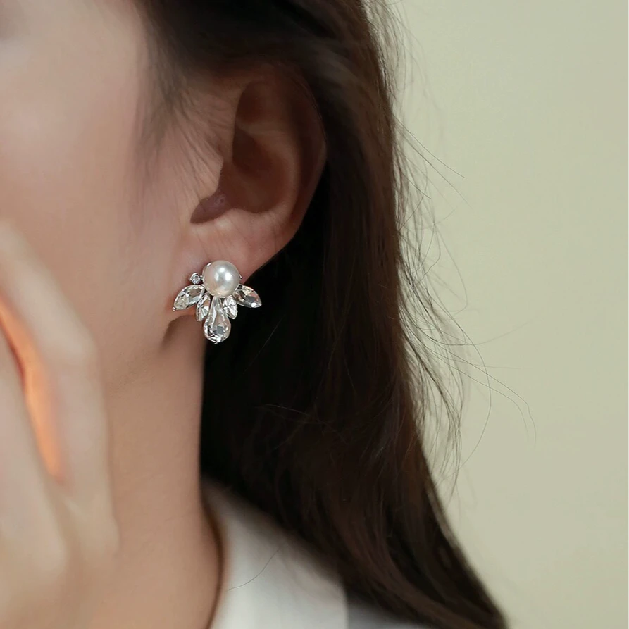 铜合金仿水晶耳饰 超推荐！设计师款超闪冰晶珠光耳环  AE-8456