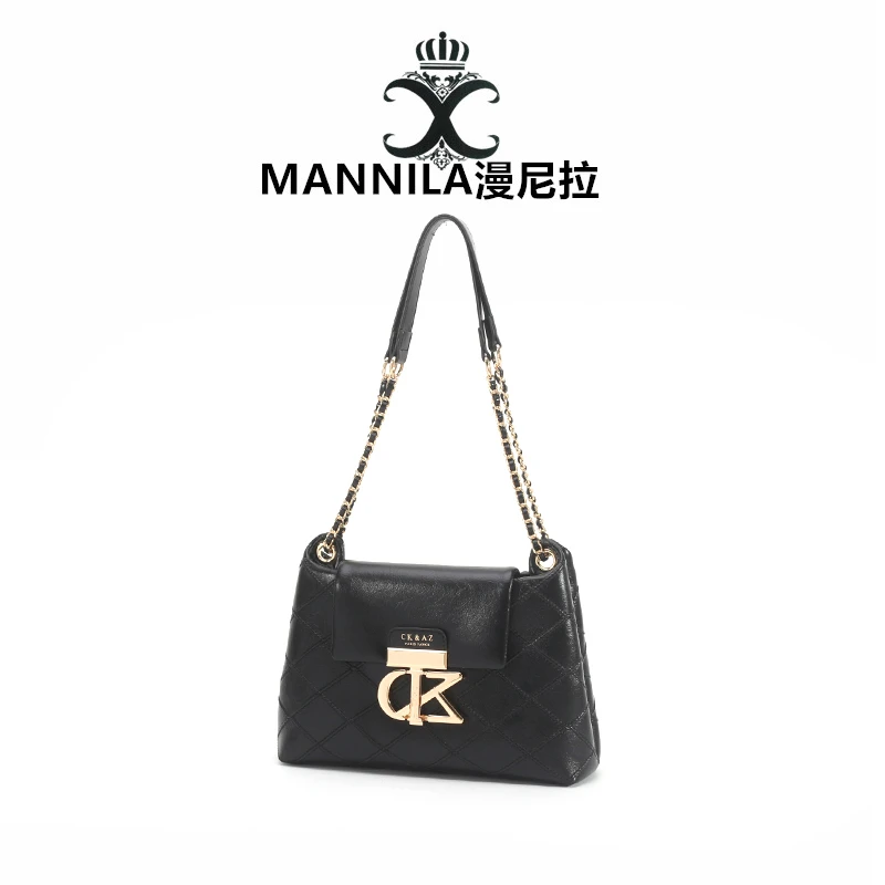 MANNILA/漫尼拉秋冬托特斜挎时尚托特包腋下包黑色单肩