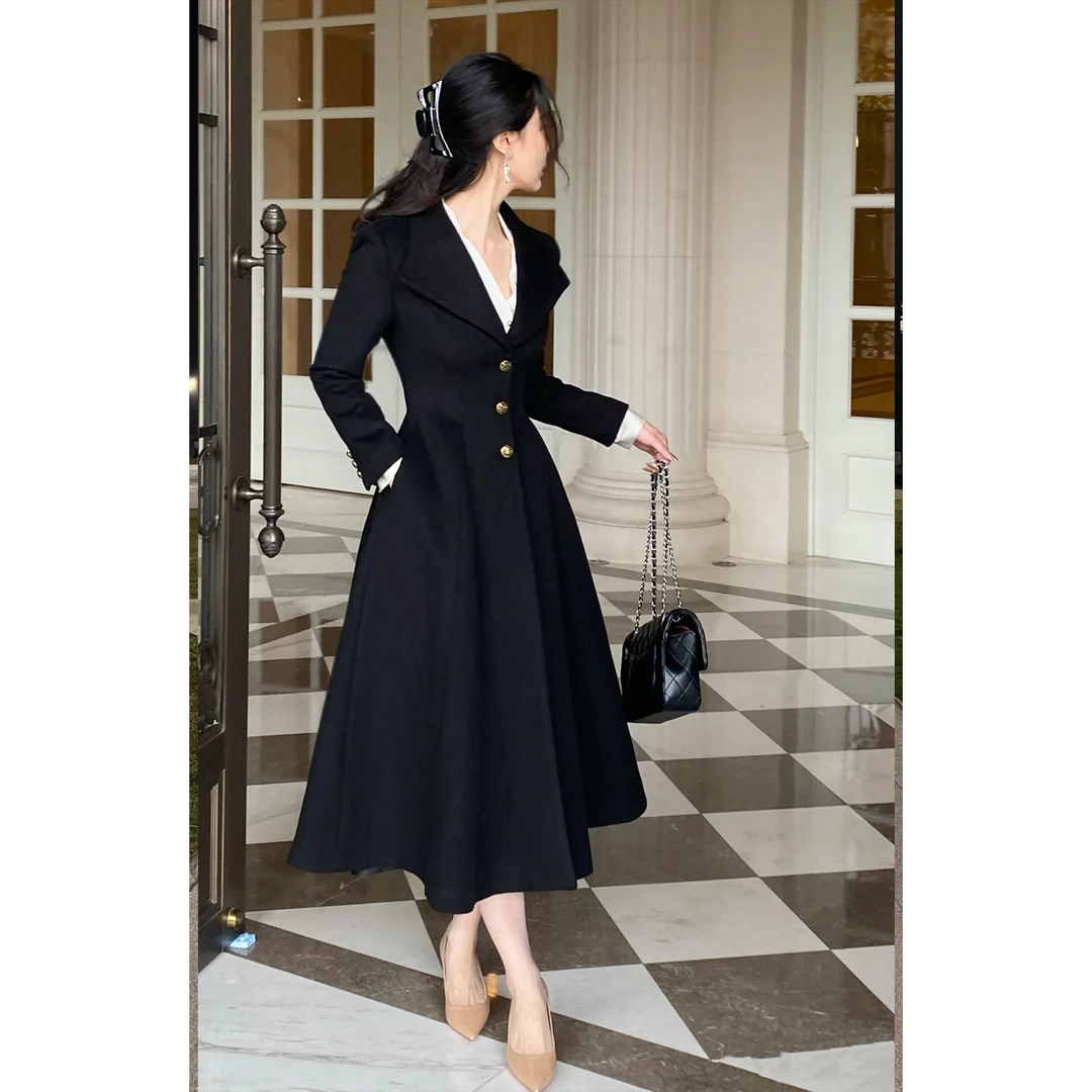 直播专属法式气质高级大衣长款收腰显瘦羊毛外套女呢子赫本风秋冬