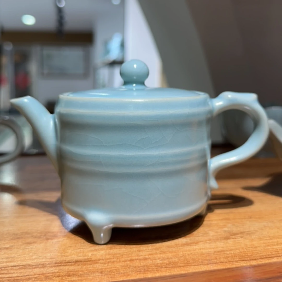 平顶山汝瓷研究会独特家款玄纹壶禁止盗款浩中款汝瓷壶