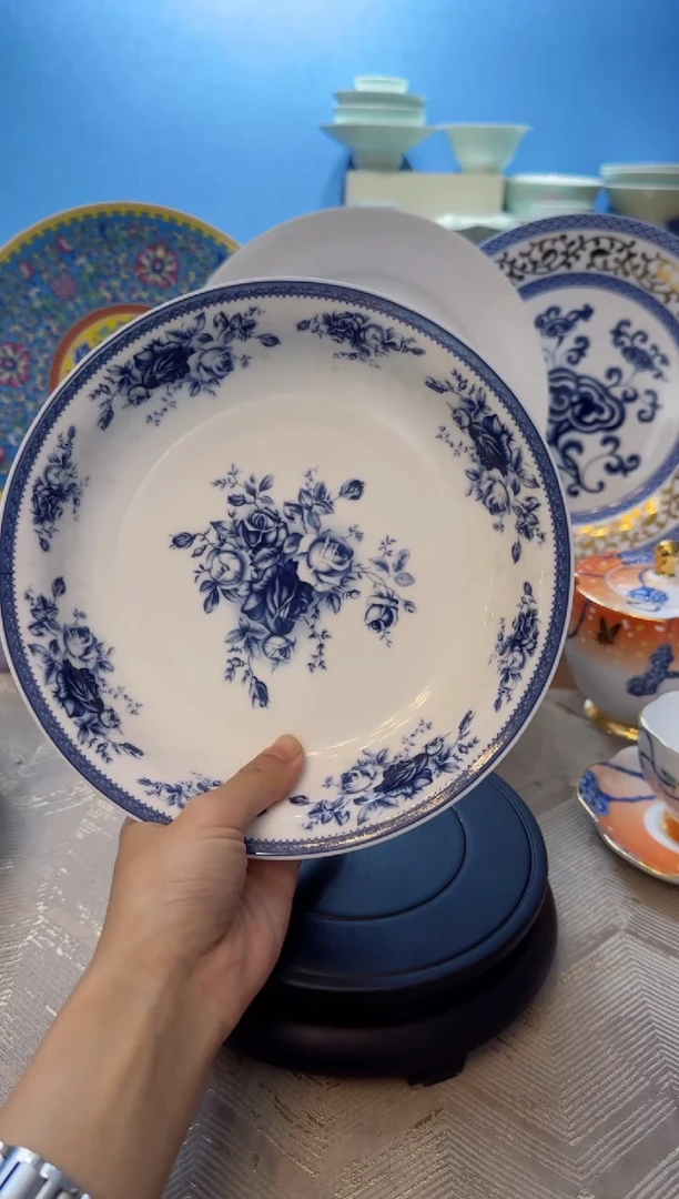 【闪购商品】瓷1个皇家玫瑰8寸月光汤盘