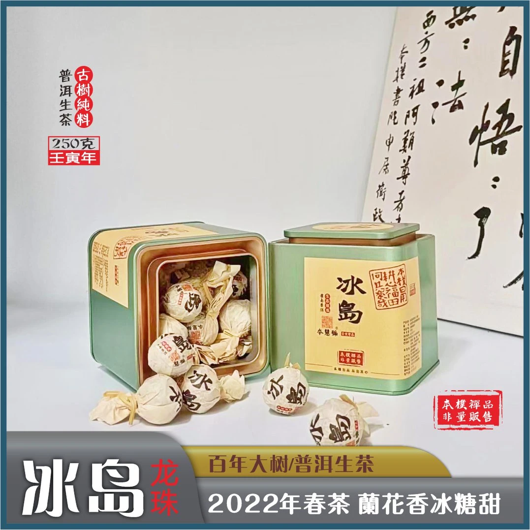 本慧号冰岛五寨坝歪大树纯料龙珠250克/罐2022年云南普洱茶罐装