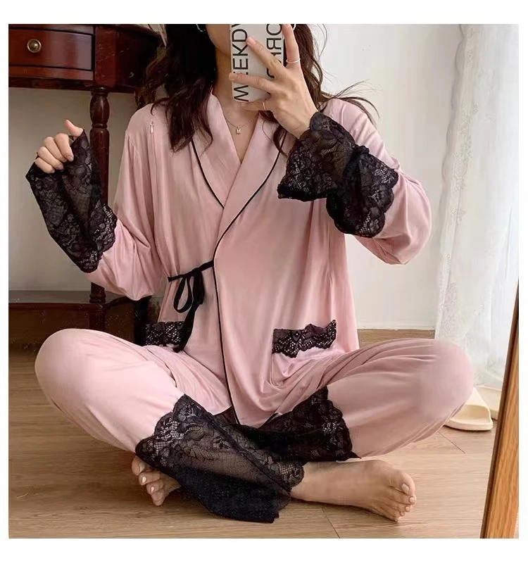 产后月子服莫代尔夏季长袖哺乳大码月子服