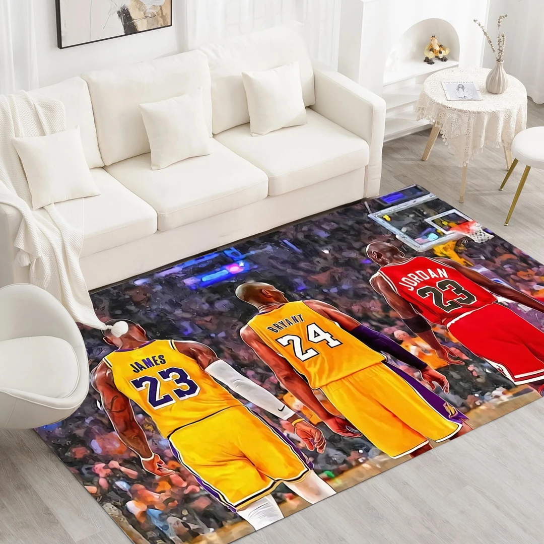 卧室客厅大面积水晶绒地毯垫篮球主题科比KOBE湖人队防滑床边毯