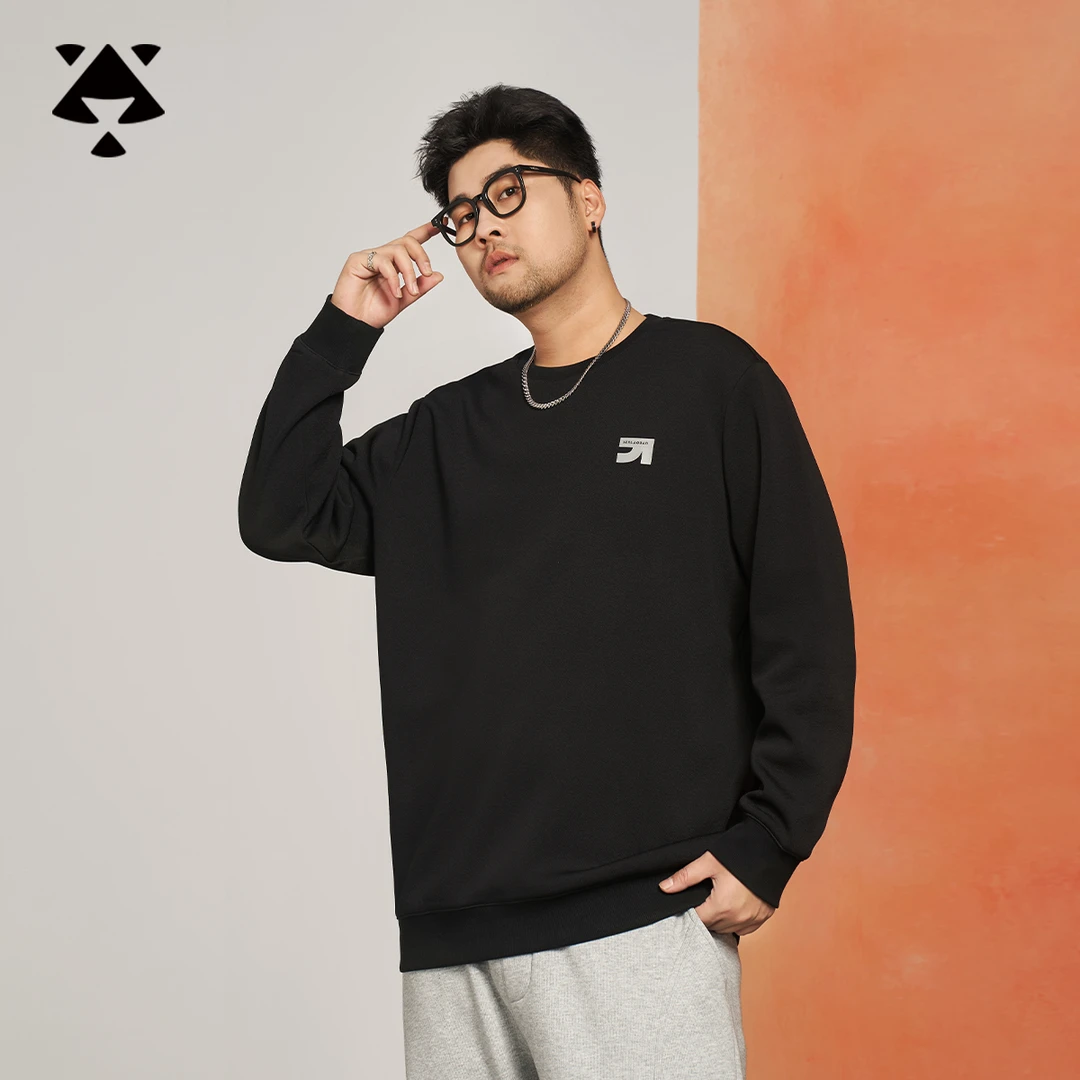 森老板大码男装休闲卫衣长袖宽松胖男士加绒加厚冬款潮流保暖上衣