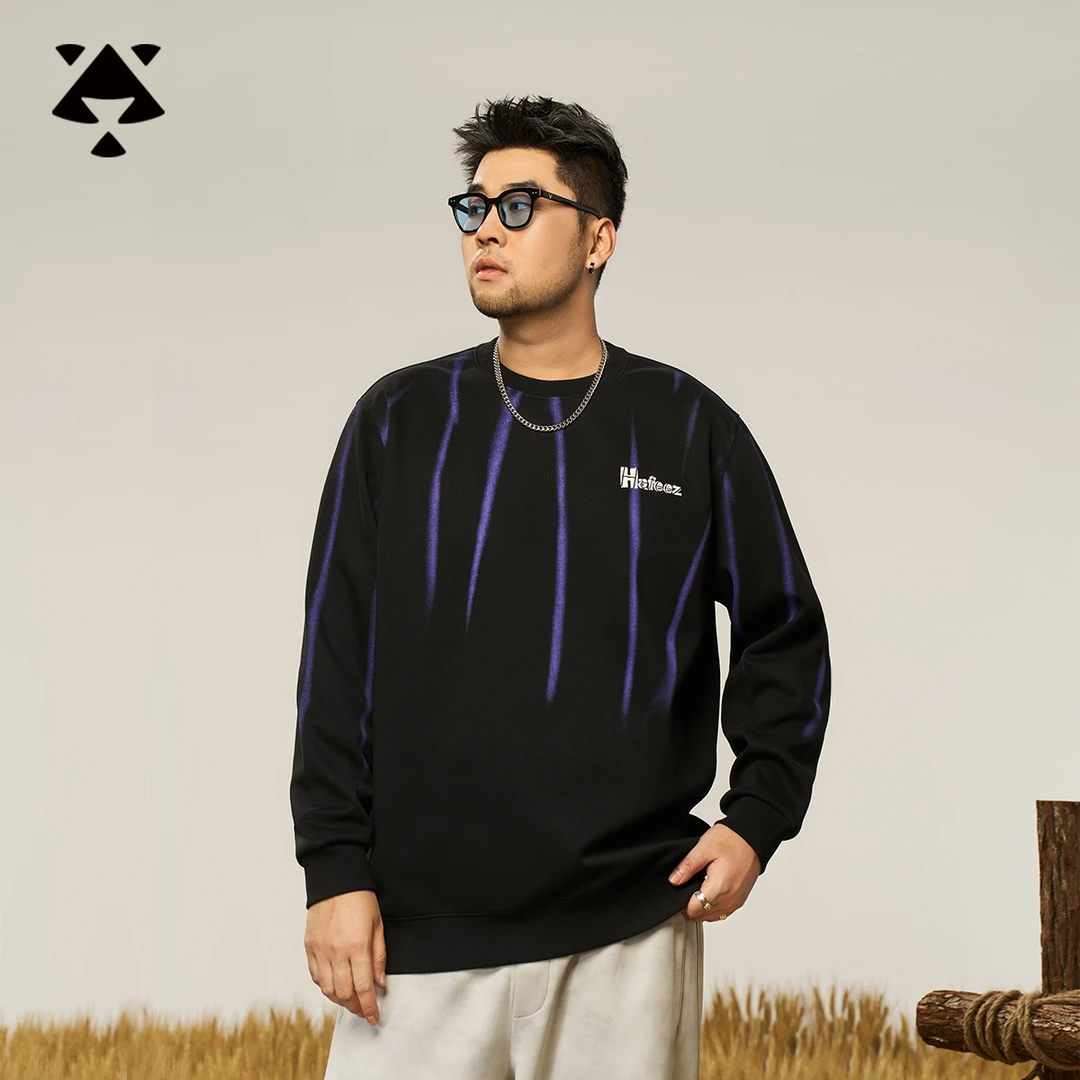 【立体线条】森老板大码男装春秋季潮流印花宽松男款卫衣