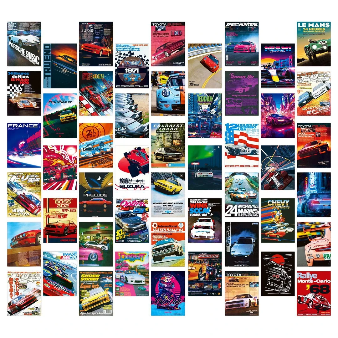 50张赛车jdm海报个性涂鸦贴纸滑板车吉他水杯拉杆箱防水装饰贴纸