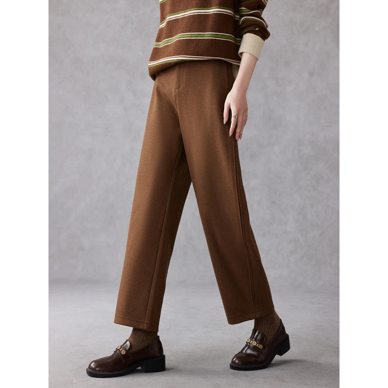 衣品乐原创宽松大码冬季新款女装松紧腰九分毛呢哈伦裤C4822