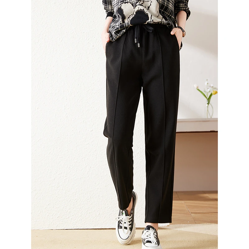 直筒休闲裤女春秋2023新款宽松高腰显瘦垂感烟管西装裤子B2262