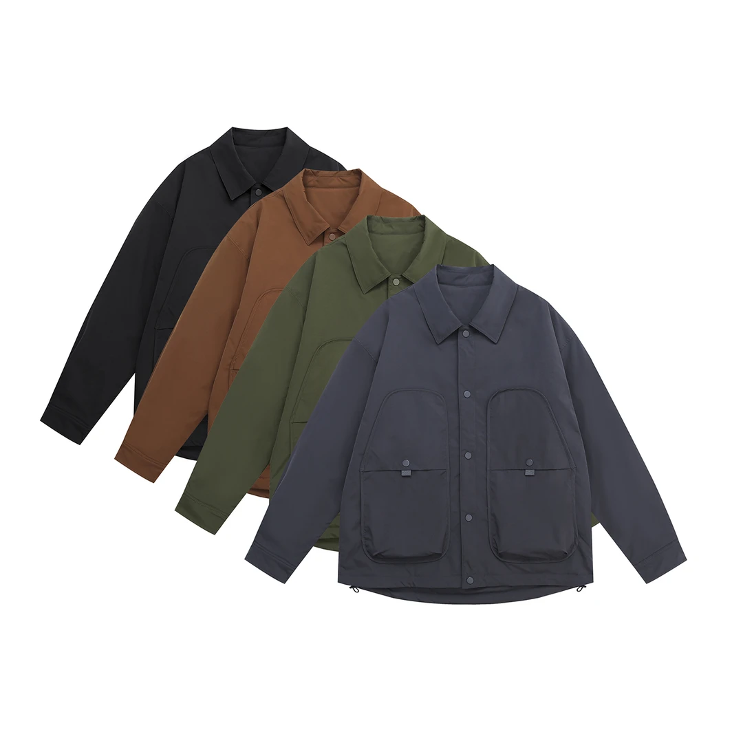 冬季硬挺款衬衫式棉服休闲宽松男士百搭工装风纯色外套GS1431