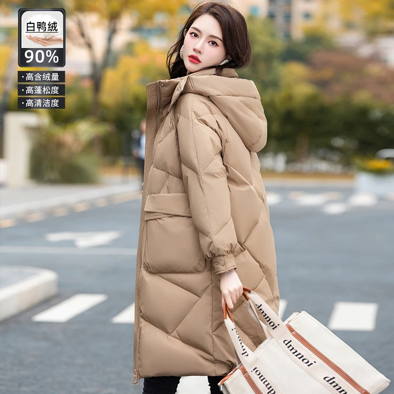 【90%白鸭绒】中老年妈妈中长款羽绒服女冬季中年宽松加厚保暖外套