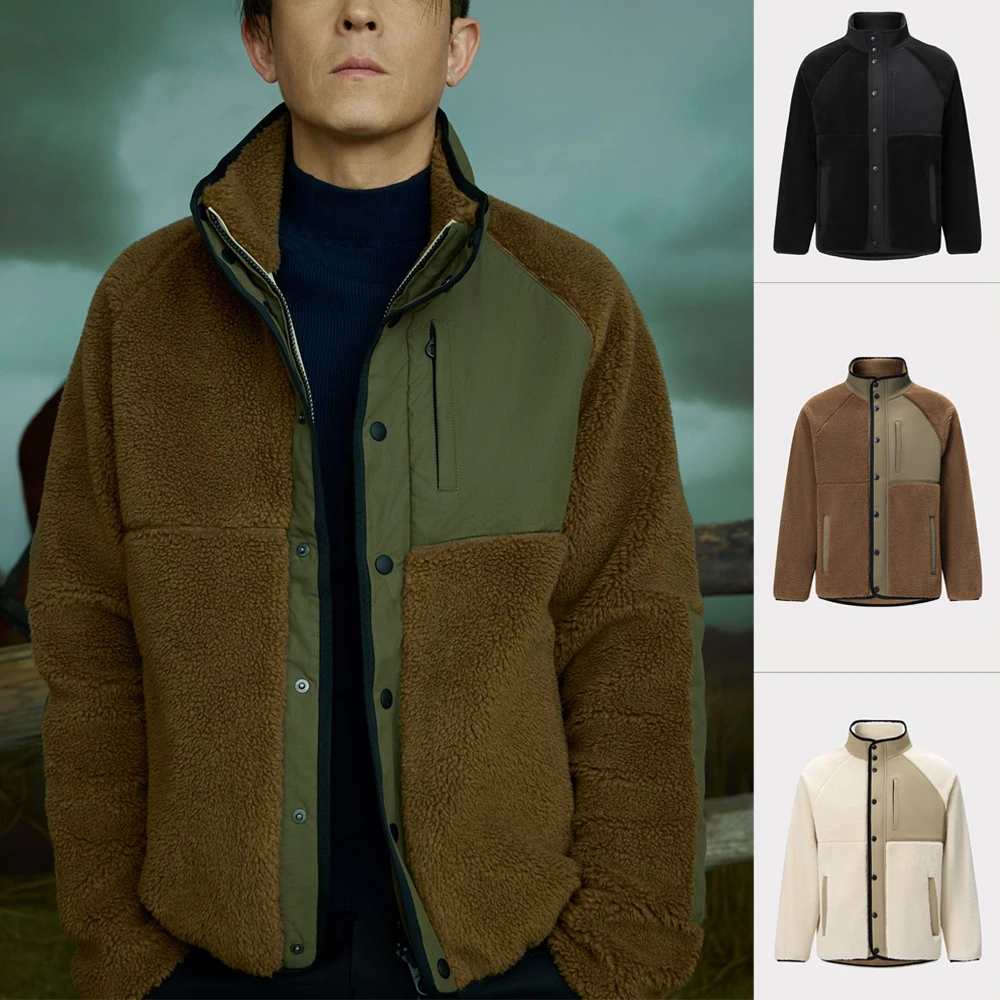冬保命神器意式老钱风皮毛一体糕糕绒保暖立领夹克男士冬外套