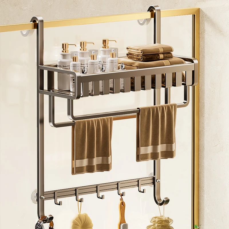 浴室置物架淋浴房洗手间不锈钢冲凉房挂篮免打孔卫生间收纳架挂钩